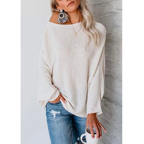 NWT Women’s Oversized Off Shoulder Knit Top - Picture 3 of 7